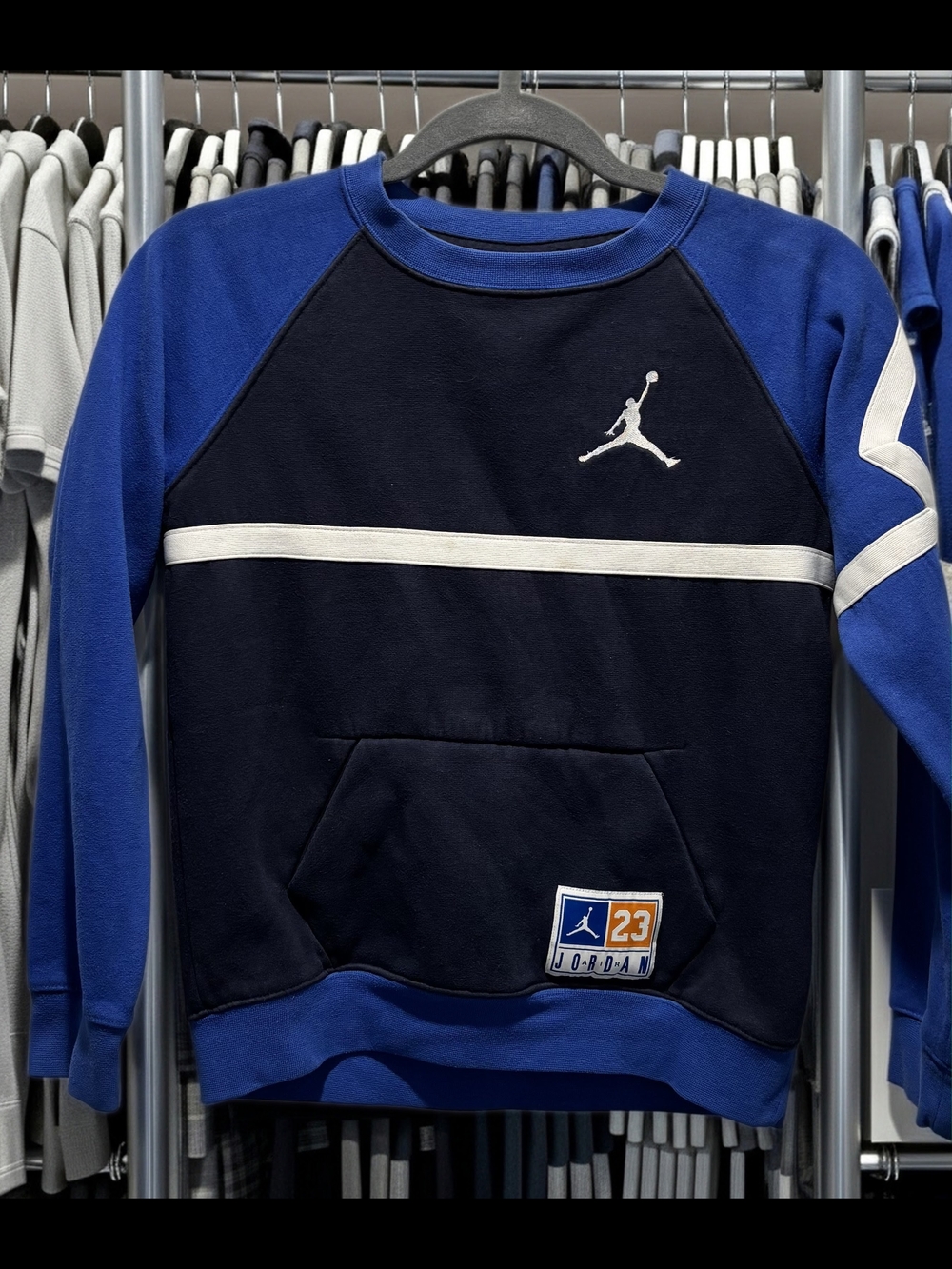 Jordan Kids Navy and Royal Blue Crewneck Sweatshirt with White Trim Age 10-12
